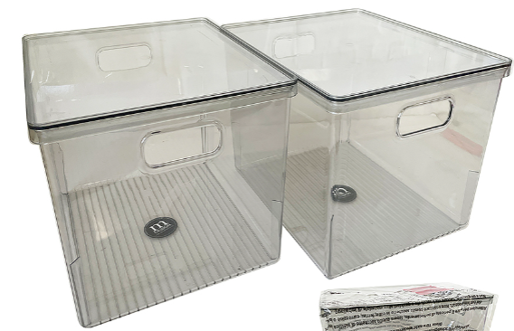 2pk Clear Bin w/ Lid