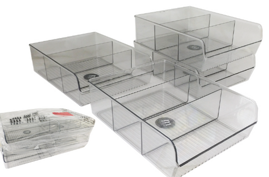 4pk 3 Compartment Clear Bin