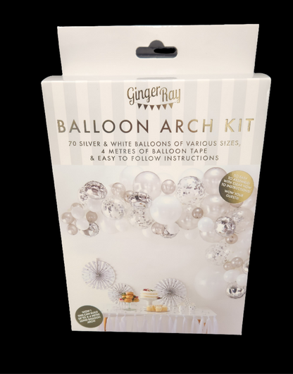 Balloon Arch Kit Silver & White