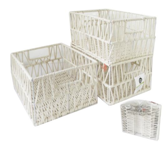 3pk Cotton Rope Basket White