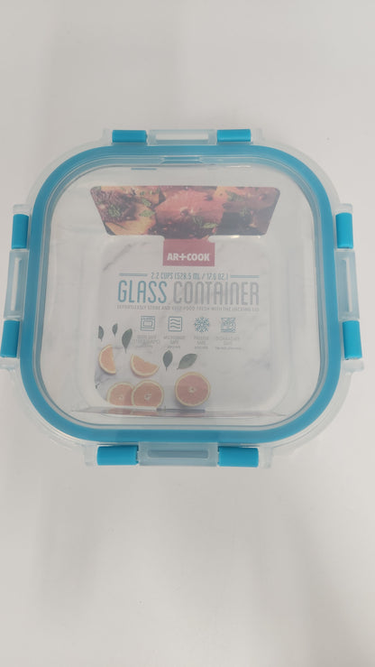 Glass Container 2.2 Cups - Locking Lid - AR+Cook