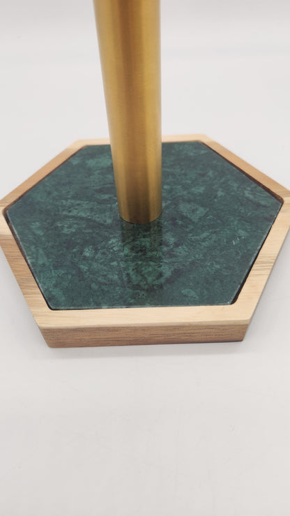 Marble & Wood Paper Towel Holder