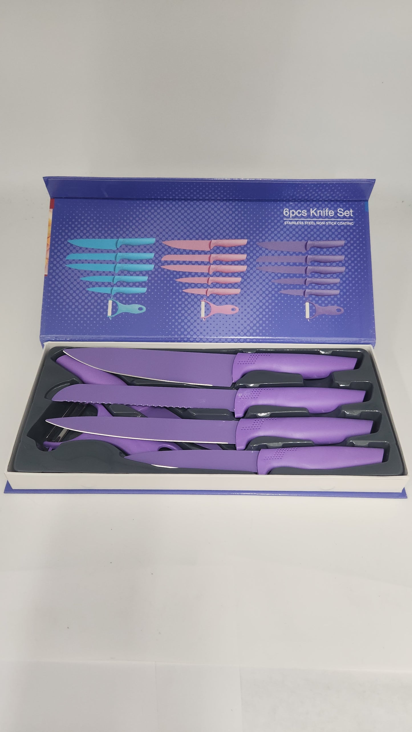 Purple - Corrugated Knife Set - 6 pc