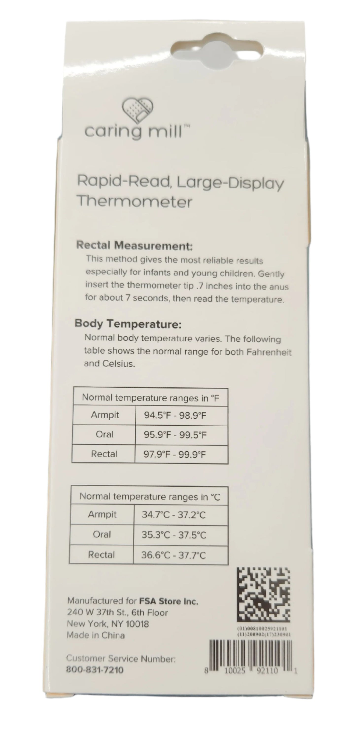 Caring Mill Rapid Read Thermometer