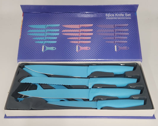 Blue - Corrugated Knife Set - 6 pc