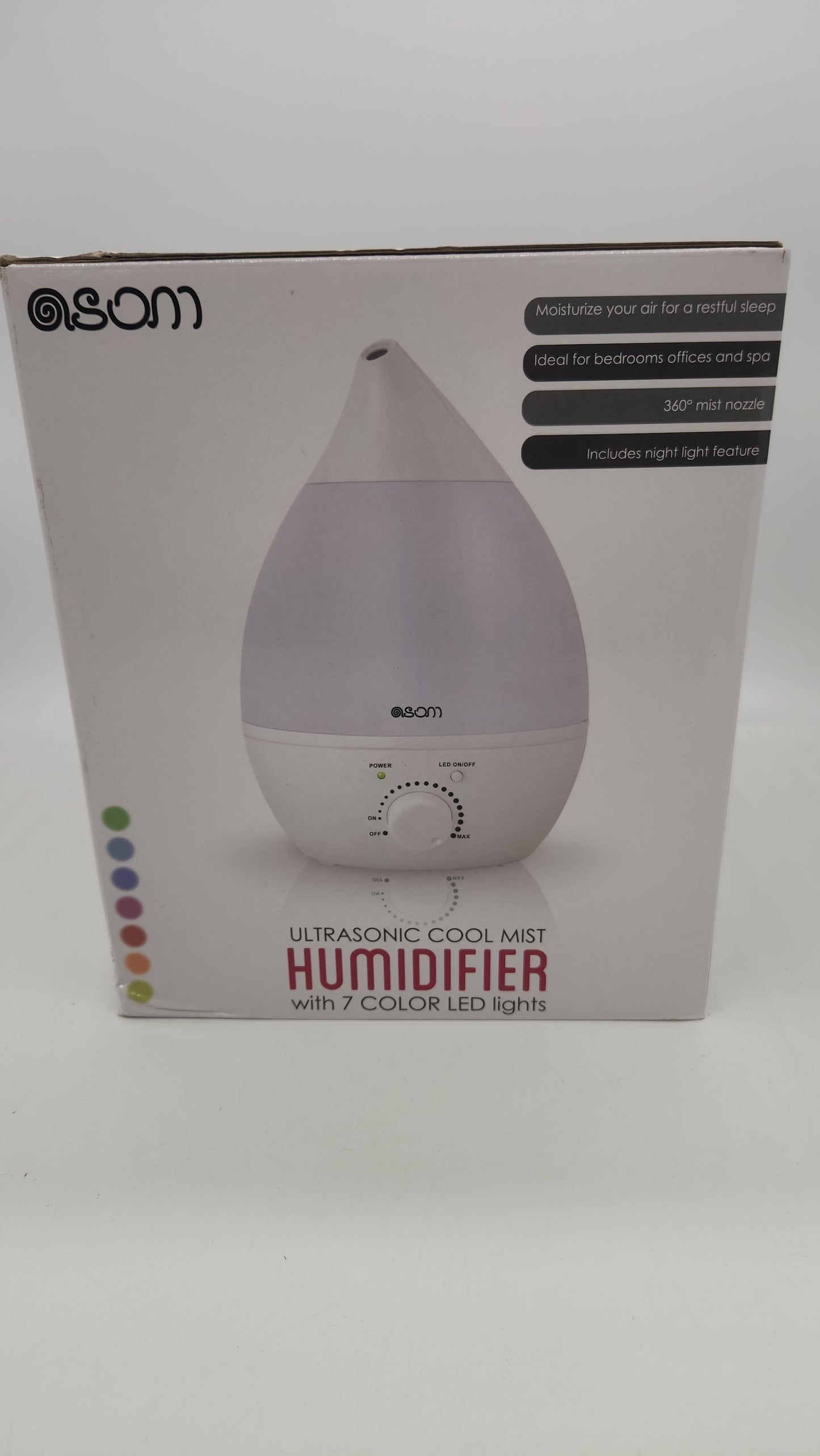 Ultrasonic Cool Mist Humidifier 7 Color LED- ASOM