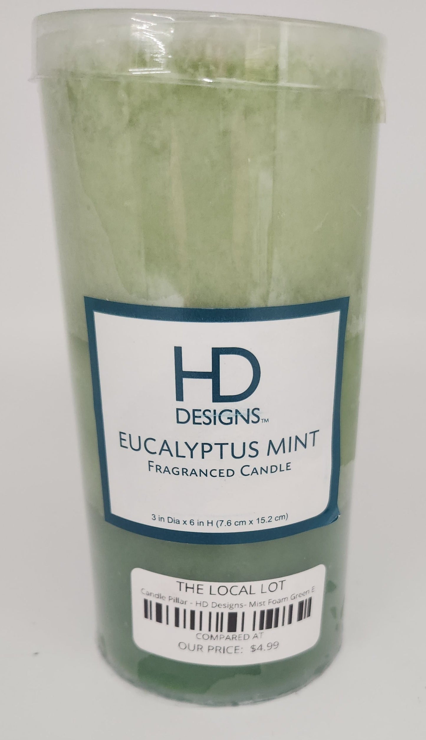 Candle Pillar - HD Designs- Mist Foam Green Eucalyptus Mint