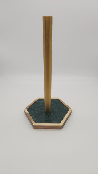 Marble & Wood Paper Towel Holder