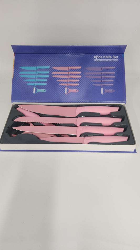 Pink - Corrugated Knife Set - 6 pc